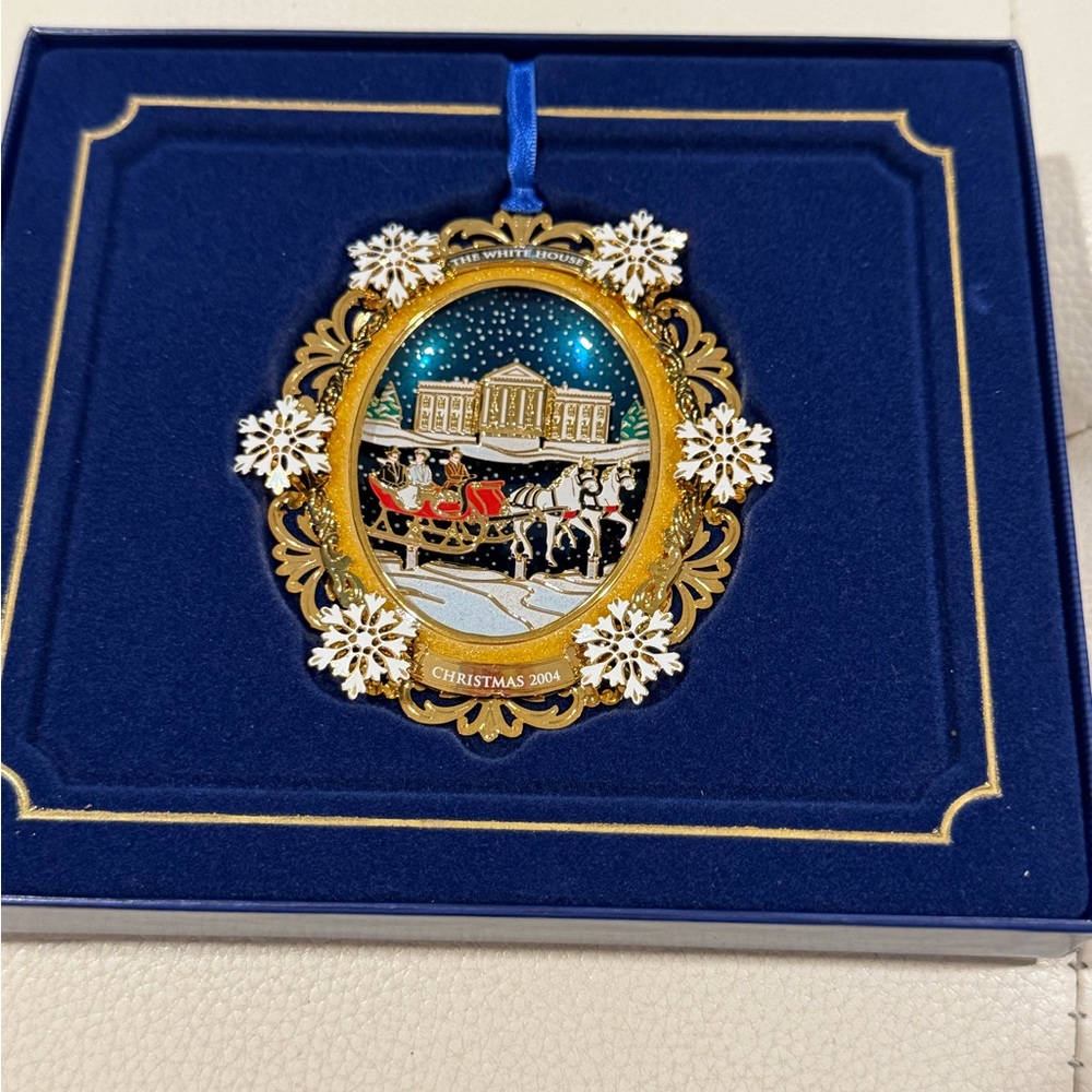 Gold and Blue Holiday Ornament